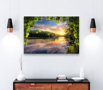 obraz reflection of sunset in river rieka slnko